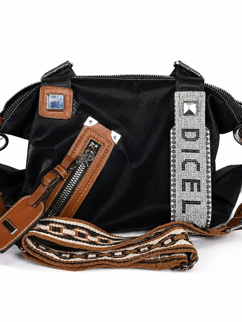 Women’s Black and Brown Accent Satchel Bag